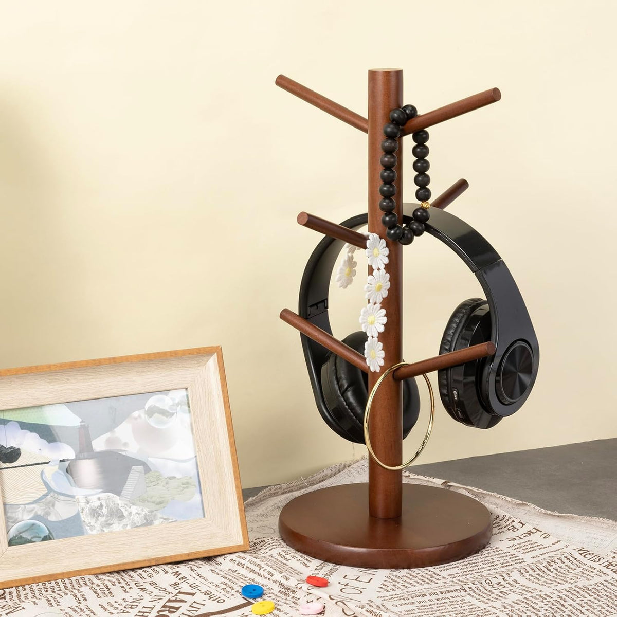 Mug Holder Tree, Coffee Cup Holder with 6 Hooks (Black)
