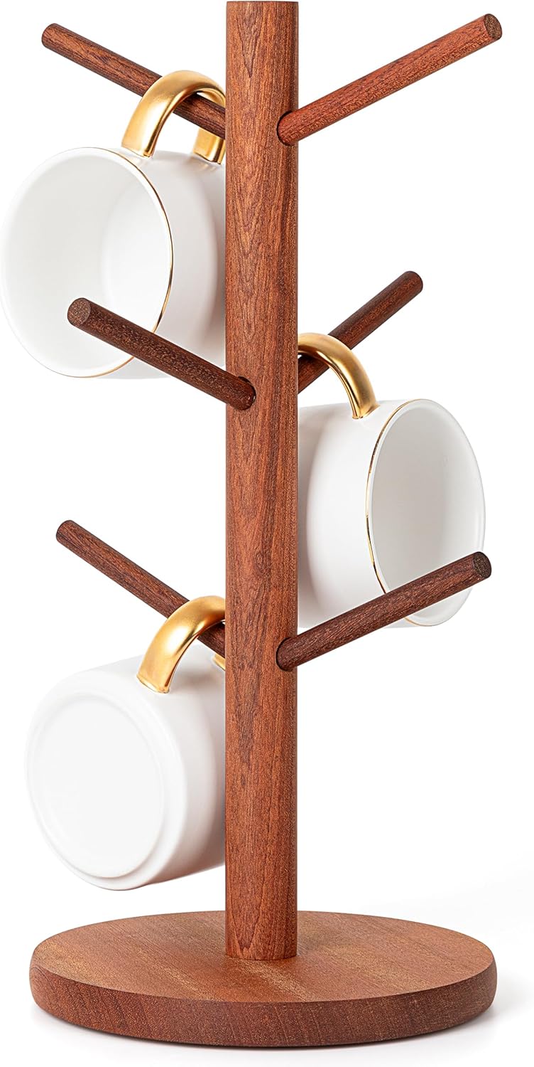 Mug Holder Tree, Coffee Cup Holder with 6 Hooks (Black)