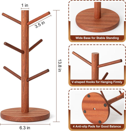 Mug Holder Tree, Coffee Cup Holder with 6 Hooks (Black)