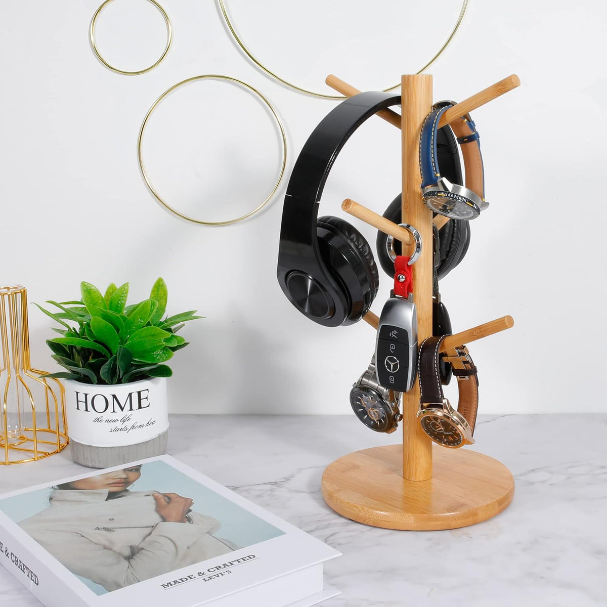 Mug Holder Tree, Coffee Cup Holder with 6 Hooks (Black)