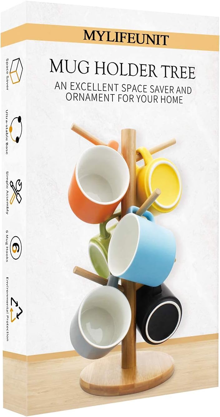 Mug Holder Tree, Coffee Cup Holder with 6 Hooks (Black)