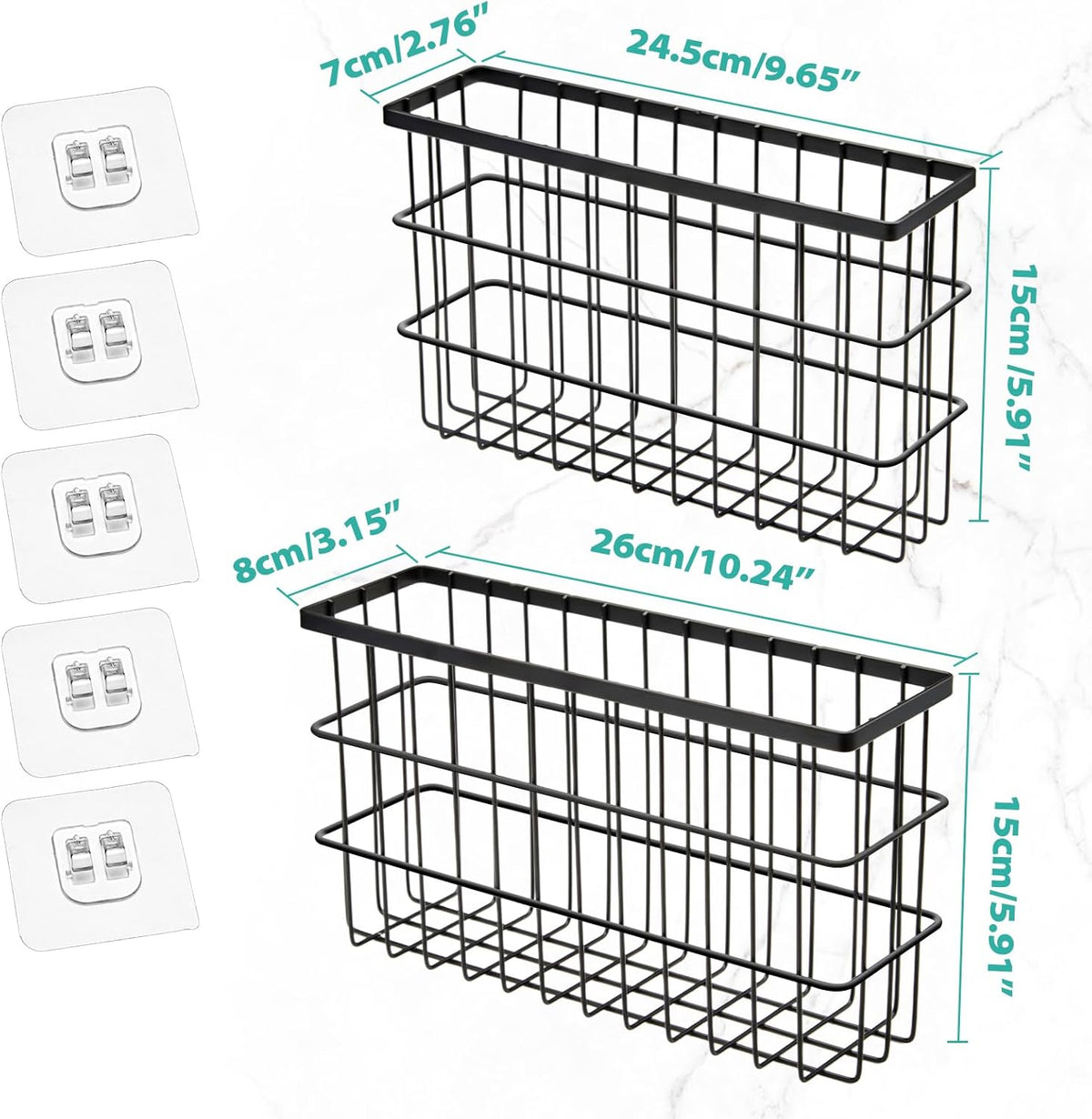 Sinnsally 2 Pack Cabinet Door Organizer,Self Adhesive Lid Organizers Inside Cabinet Storage Boxes,Hanging Storage Basket Organizer Wall Mounted Pantry Caddy Cup Holder for Kitchen,Fridge,Bathroom