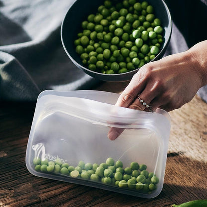 Premium Reusable Silicone Food Storage Bags, 4-Pack, Clear