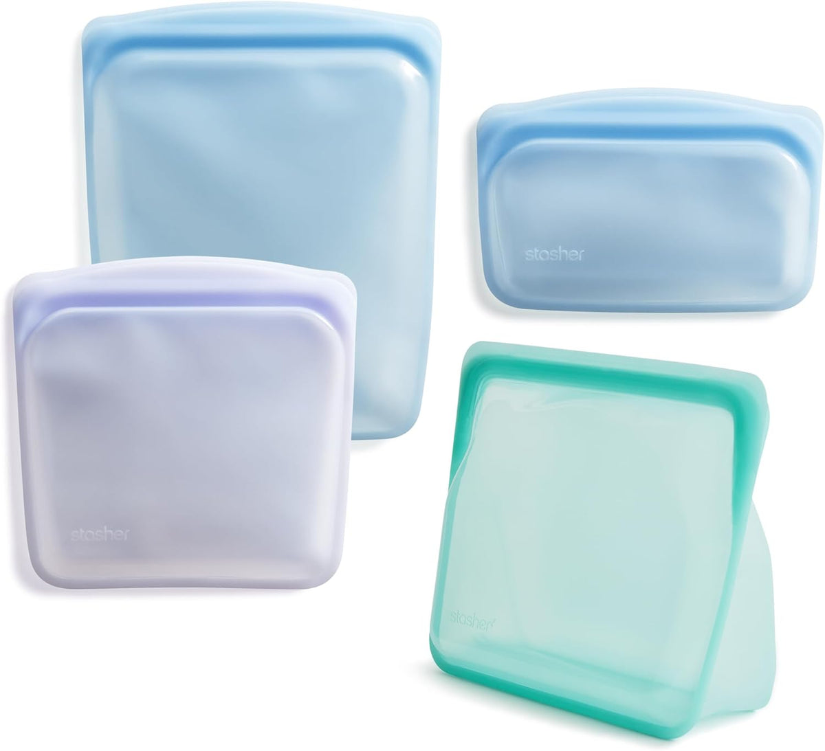 Premium Reusable Silicone Food Storage Bags, 4-Pack, Clear
