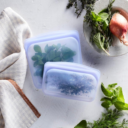 Premium Reusable Silicone Food Storage Bags, 4-Pack, Clear