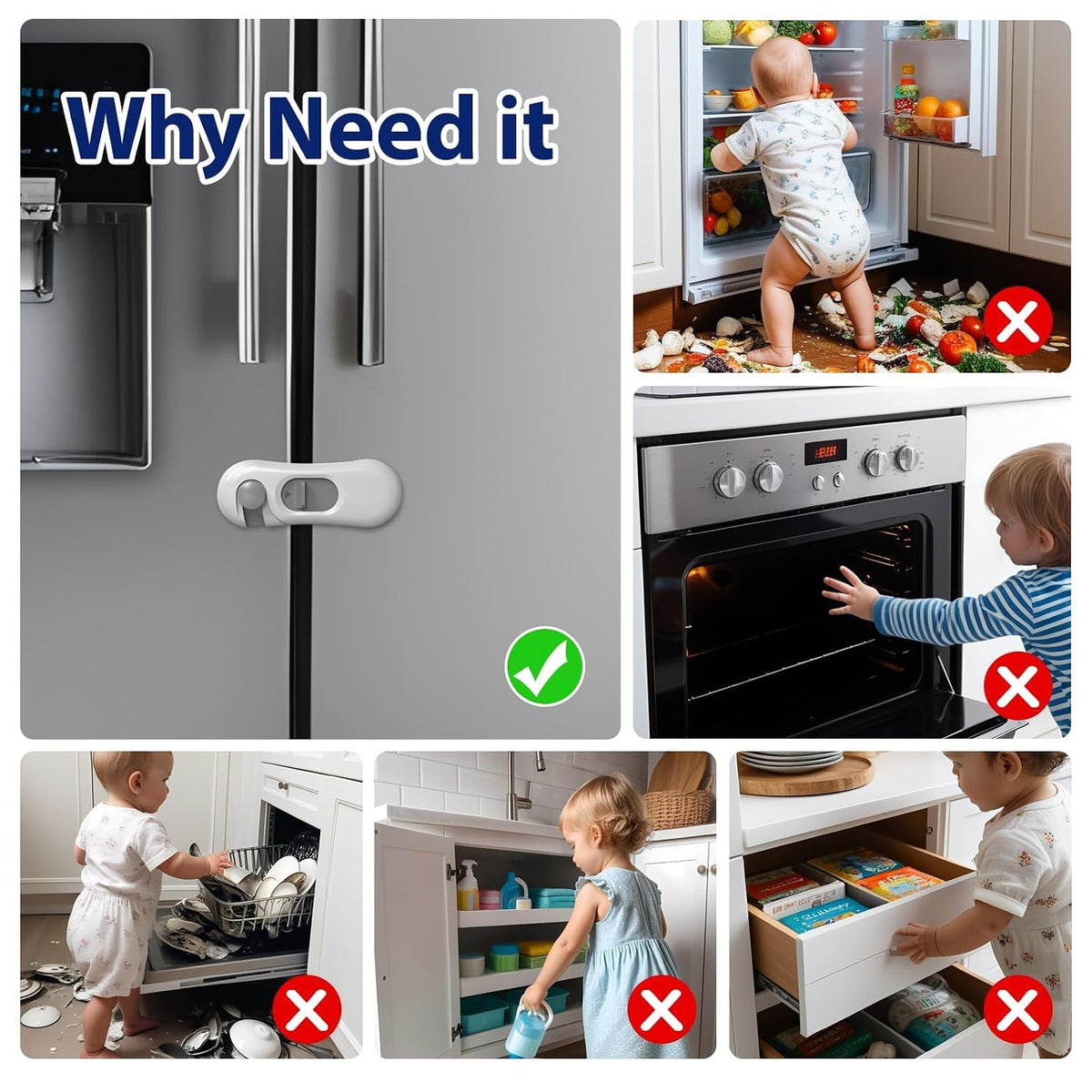 5-Pack Child Proof Refrigerator Lock with 3M Adhesive