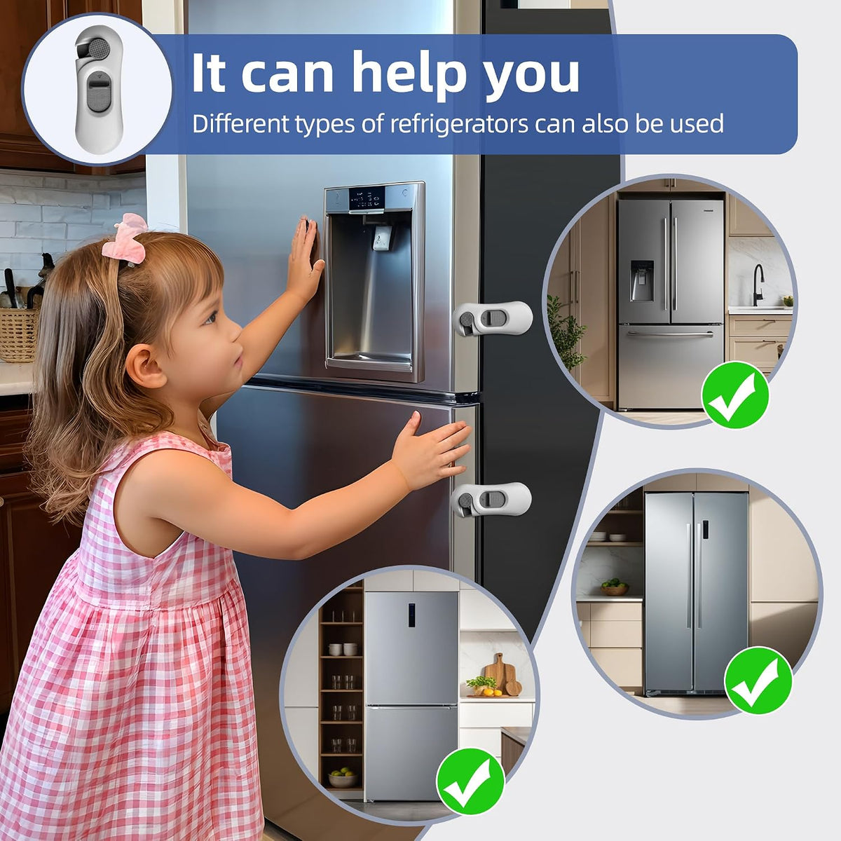 5-Pack Child Proof Refrigerator Lock with 3M Adhesive