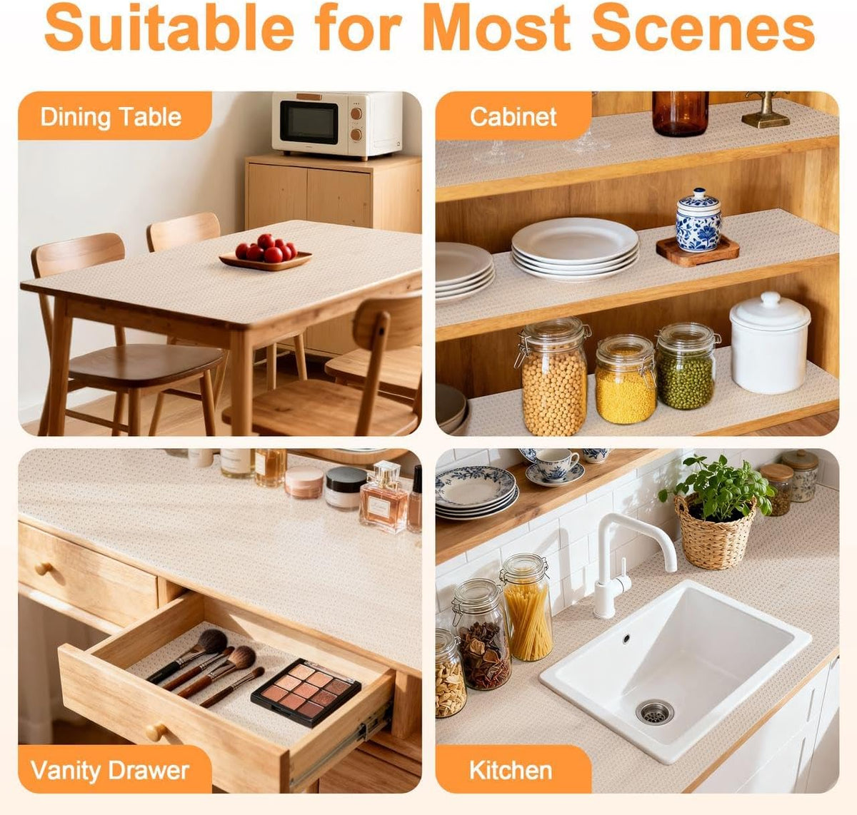 Shelf Liner for Kitchen 12IN x 20FT Cabinet Drawer, Fridge Liner