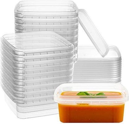 8 oz 20 Pack Square Clear Deli Containers with Lids Disposable BPA Free Square Plastic Food Storage Containers with Lids Airtight for Meal Prep Take Out Kitchen
