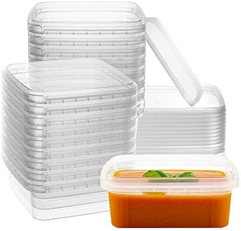 8 oz 20 Pack Square Clear Deli Containers with Lids Disposable BPA Free Square Plastic Food Storage Containers with Lids Airtight for Meal Prep Take Out Kitchen