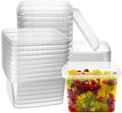 8 oz 20 Pack Square Clear Deli Containers with Lids Disposable BPA Free Square Plastic Food Storage Containers with Lids Airtight for Meal Prep Take Out Kitchen