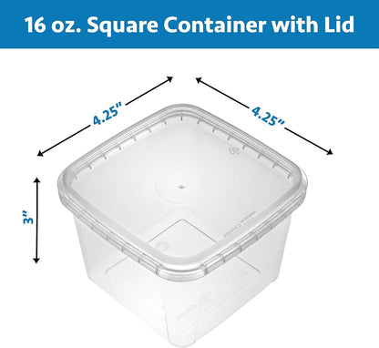 8 oz 20 Pack Square Clear Deli Containers with Lids Disposable BPA Free Square Plastic Food Storage Containers with Lids Airtight for Meal Prep Take Out Kitchen