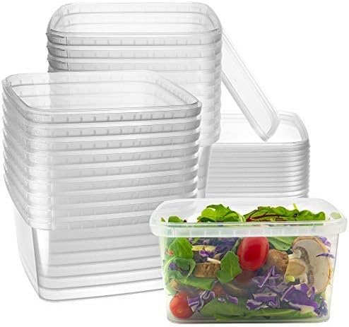 8 oz 20 Pack Square Clear Deli Containers with Lids Disposable BPA Free Square Plastic Food Storage Containers with Lids Airtight for Meal Prep Take Out Kitchen