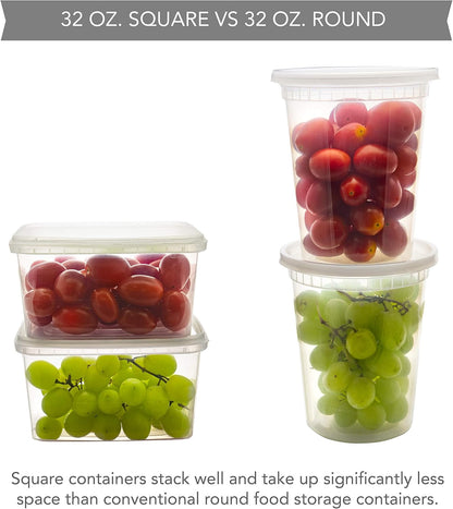 8 oz 20 Pack Square Clear Deli Containers with Lids Disposable BPA Free Square Plastic Food Storage Containers with Lids Airtight for Meal Prep Take Out Kitchen