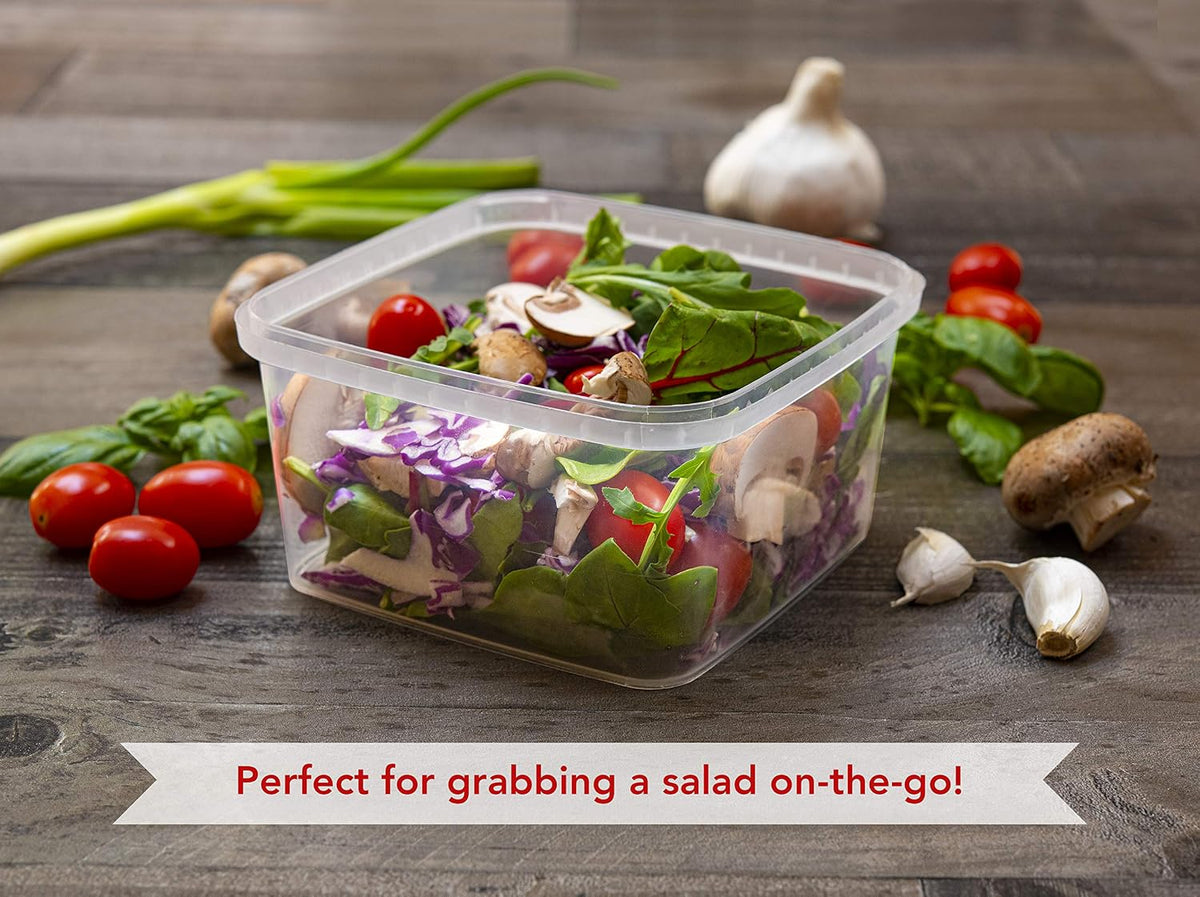 8 oz 20 Pack Square Clear Deli Containers with Lids Disposable BPA Free Square Plastic Food Storage Containers with Lids Airtight for Meal Prep Take Out Kitchen