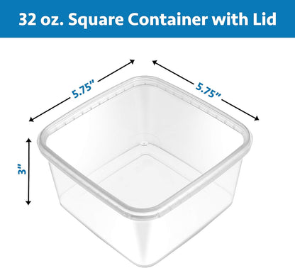 8 oz 20 Pack Square Clear Deli Containers with Lids Disposable BPA Free Square Plastic Food Storage Containers with Lids Airtight for Meal Prep Take Out Kitchen