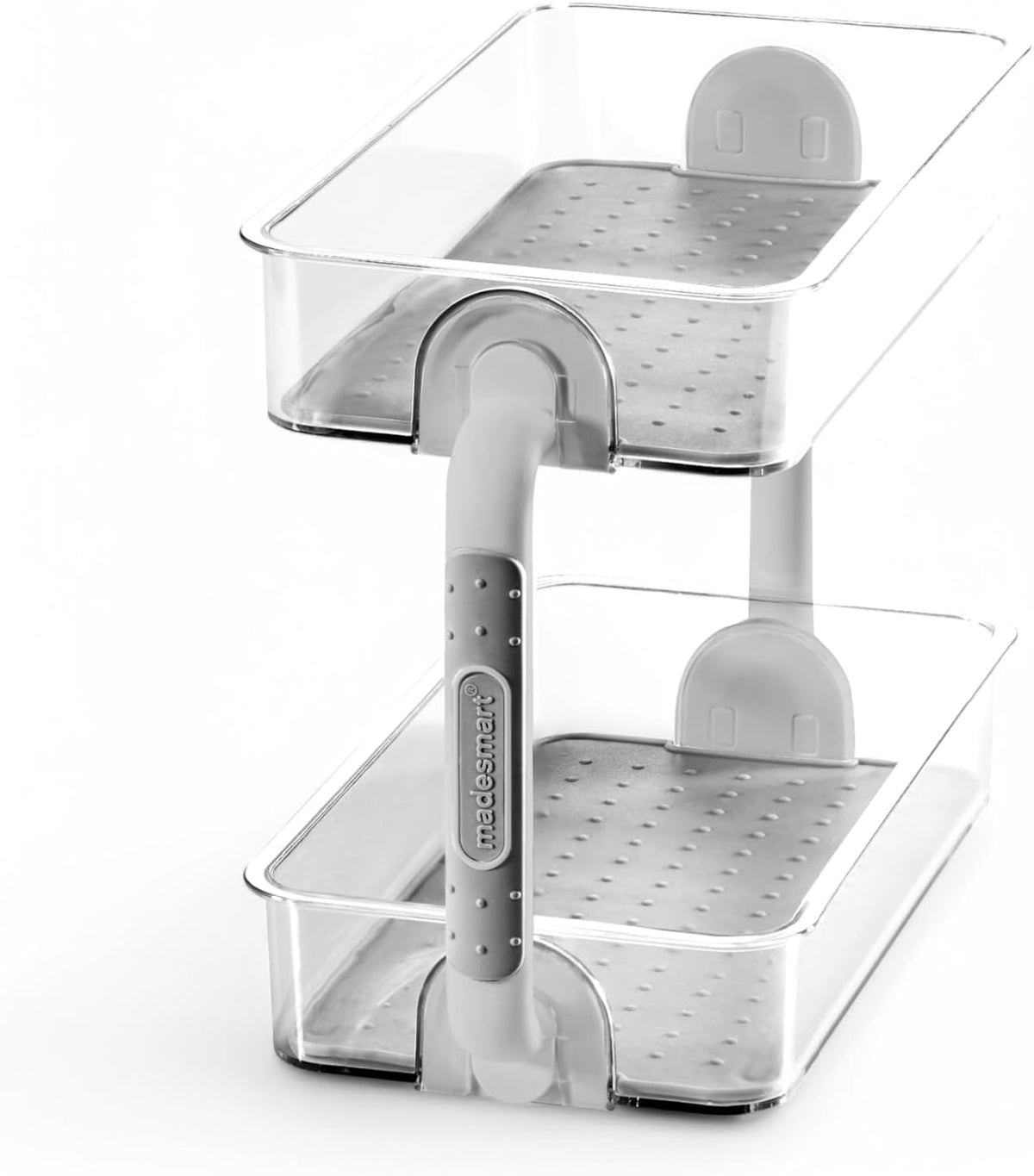 Tiered Spice Organizer, 8 Jars for Kitchen Essentials, Vertical Storage for Salt, Pepper, Cayenne, Soft-Grip Lining, Dual Handles, Grey