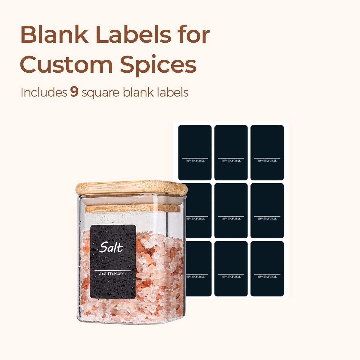 Glass Pantry Storage Containers (0.7qt/1.2qt/1.6qt) Set of 6 Jars | Glass Storage Containers with Lids, Rectangle Glass Canisters with Airtight Lids For Kitchen, Spices, Tea, Coffee, BPA Free