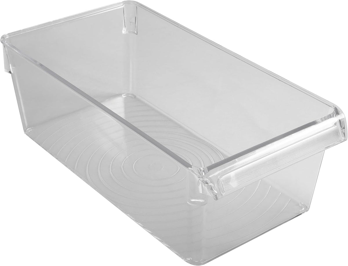 2 Pack Medium Refrigerator Storage Bin | Fridge & Freezer | Kitchen Organization | Stainless Steel Handle | Countertop | Cabinets | Pantry | Clear