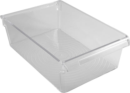 2 Pack Medium Refrigerator Storage Bin | Fridge & Freezer | Kitchen Organization | Stainless Steel Handle | Countertop | Cabinets | Pantry | Clear