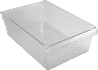 2 Pack Medium Refrigerator Storage Bin | Fridge & Freezer | Kitchen Organization | Stainless Steel Handle | Countertop | Cabinets | Pantry | Clear