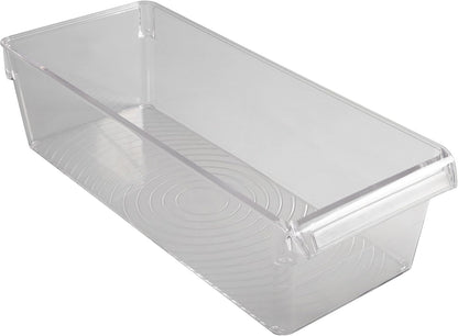 2 Pack Medium Refrigerator Storage Bin | Fridge & Freezer | Kitchen Organization | Stainless Steel Handle | Countertop | Cabinets | Pantry | Clear