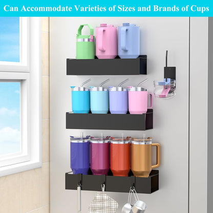 Magnetic Tumbler Organizer, Cup Holder for Fridge, Black | Quality Material, Ideal for Owala, Stanley, Yeti, HydroJug, Easy to Remove