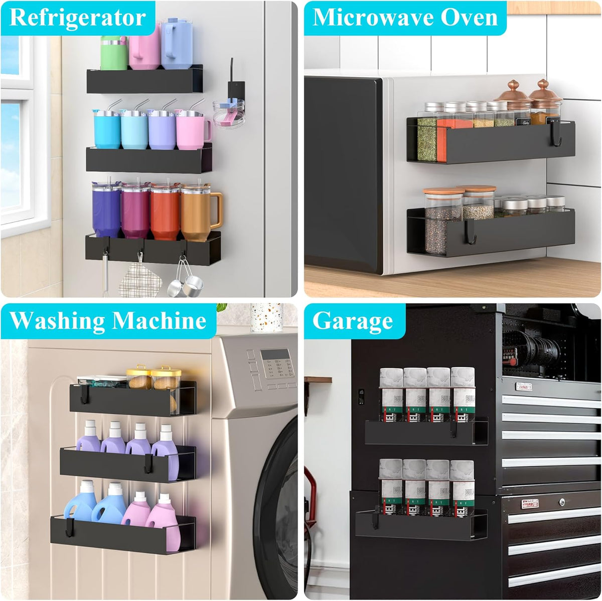 Magnetic Tumbler Organizer, Cup Holder for Fridge, Black | Quality Material, Ideal for Owala, Stanley, Yeti, HydroJug, Easy to Remove