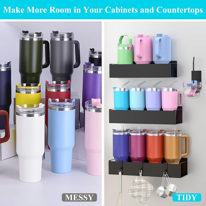 Magnetic Tumbler Organizer, Cup Holder for Fridge, Black | Quality Material, Ideal for Owala, Stanley, Yeti, HydroJug, Easy to Remove