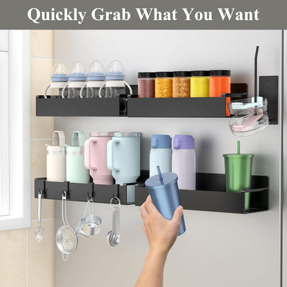 Magnetic Tumbler Organizer, Cup Holder for Fridge, Black | Quality Material, Ideal for Owala, Stanley, Yeti, HydroJug, Easy to Remove