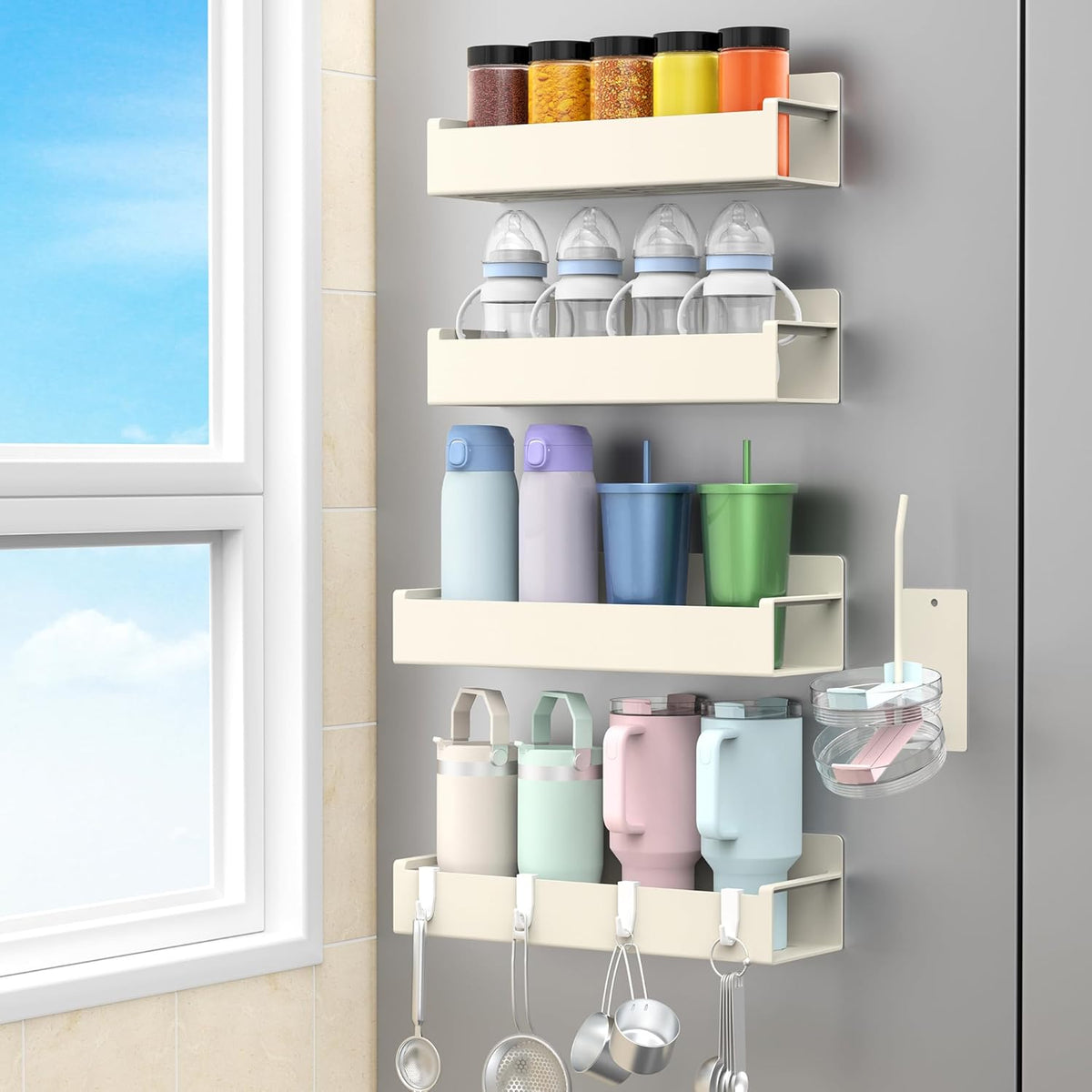 Magnetic Tumbler Organizer, Cup Holder for Fridge, Black | Quality Material, Ideal for Owala, Stanley, Yeti, HydroJug, Easy to Remove