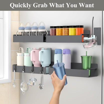 Magnetic Tumbler Organizer, Cup Holder for Fridge, Black | Quality Material, Ideal for Owala, Stanley, Yeti, HydroJug, Easy to Remove