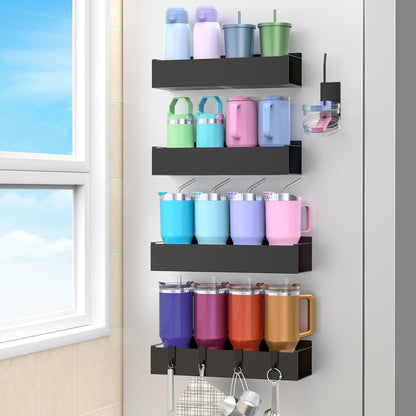 Magnetic Tumbler Organizer, Cup Holder for Fridge, Black | Quality Material, Ideal for Owala, Stanley, Yeti, HydroJug, Easy to Remove
