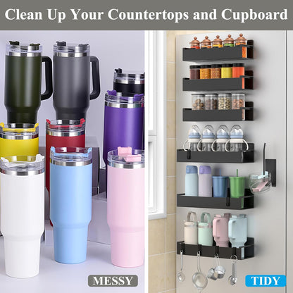 Magnetic Tumbler Organizer, Cup Holder for Fridge, Black | Quality Material, Ideal for Owala, Stanley, Yeti, HydroJug, Easy to Remove