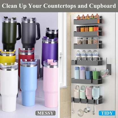 Magnetic Tumbler Organizer, Cup Holder for Fridge, Black | Quality Material, Ideal for Owala, Stanley, Yeti, HydroJug, Easy to Remove