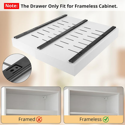 Pull Out Cabinet Organizers Expandable, Plastic Slide Out Drawers for Kitchen, Bathroom, Pantry, Under Sink Storage, Pull Out Drawers Fixed with Adhesive Nano Film (White, 11.6''-17.5'')