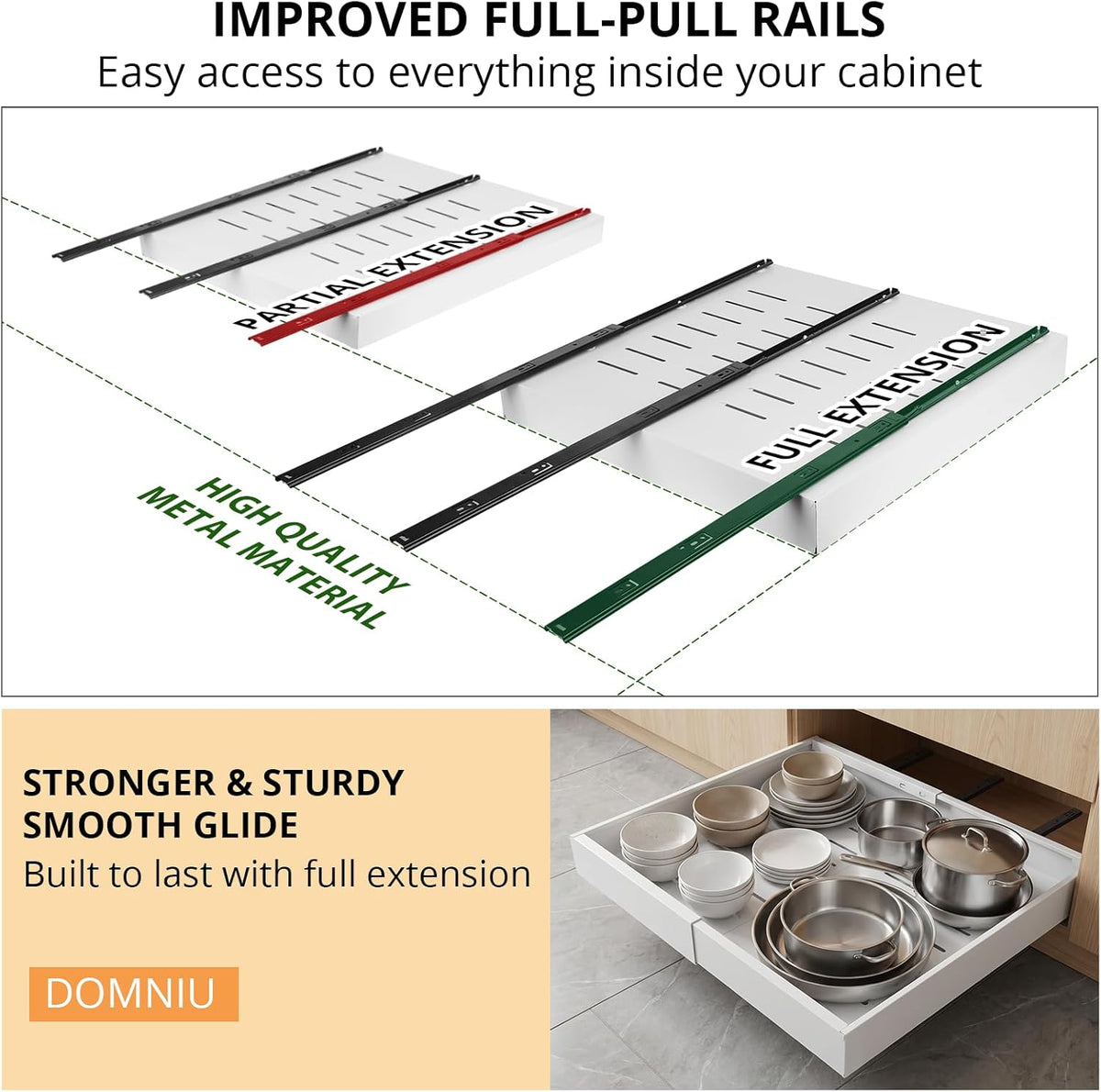 Pull Out Cabinet Organizers Expandable, Plastic Slide Out Drawers for Kitchen, Bathroom, Pantry, Under Sink Storage, Pull Out Drawers Fixed with Adhesive Nano Film (White, 11.6''-17.5'')