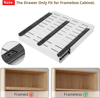 Pull Out Cabinet Organizers Expandable, Plastic Slide Out Drawers for Kitchen, Bathroom, Pantry, Under Sink Storage, Pull Out Drawers Fixed with Adhesive Nano Film (White, 11.6''-17.5'')