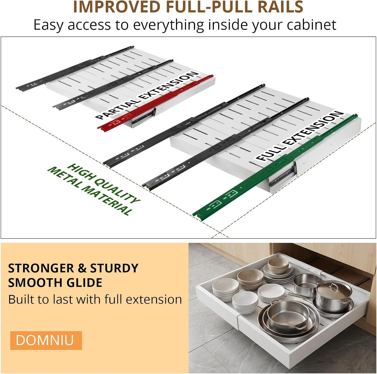 Pull Out Cabinet Organizers Expandable, Plastic Slide Out Drawers for Kitchen, Bathroom, Pantry, Under Sink Storage, Pull Out Drawers Fixed with Adhesive Nano Film (White, 11.6''-17.5'')