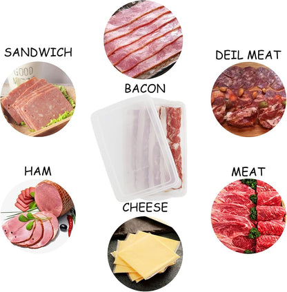 2 Pack - Bacon Keeper, Plastic Airtight Deli Meat & Sliced Cheese Food Storage Containers with Lids for Refrigerators & Freezer, BPA - Free, Meal Prep - Right - Sized for Everyday Storage