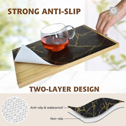 2-Layer Drawer and Shelf Liner for Kitchen Cabinet: 12 in X 20 Ft Non Slip Waterproof Shelf Paper Non Adhesive Refrigerator Liners White Marble Easy Liners for Bathroom with Knife Tape Measure