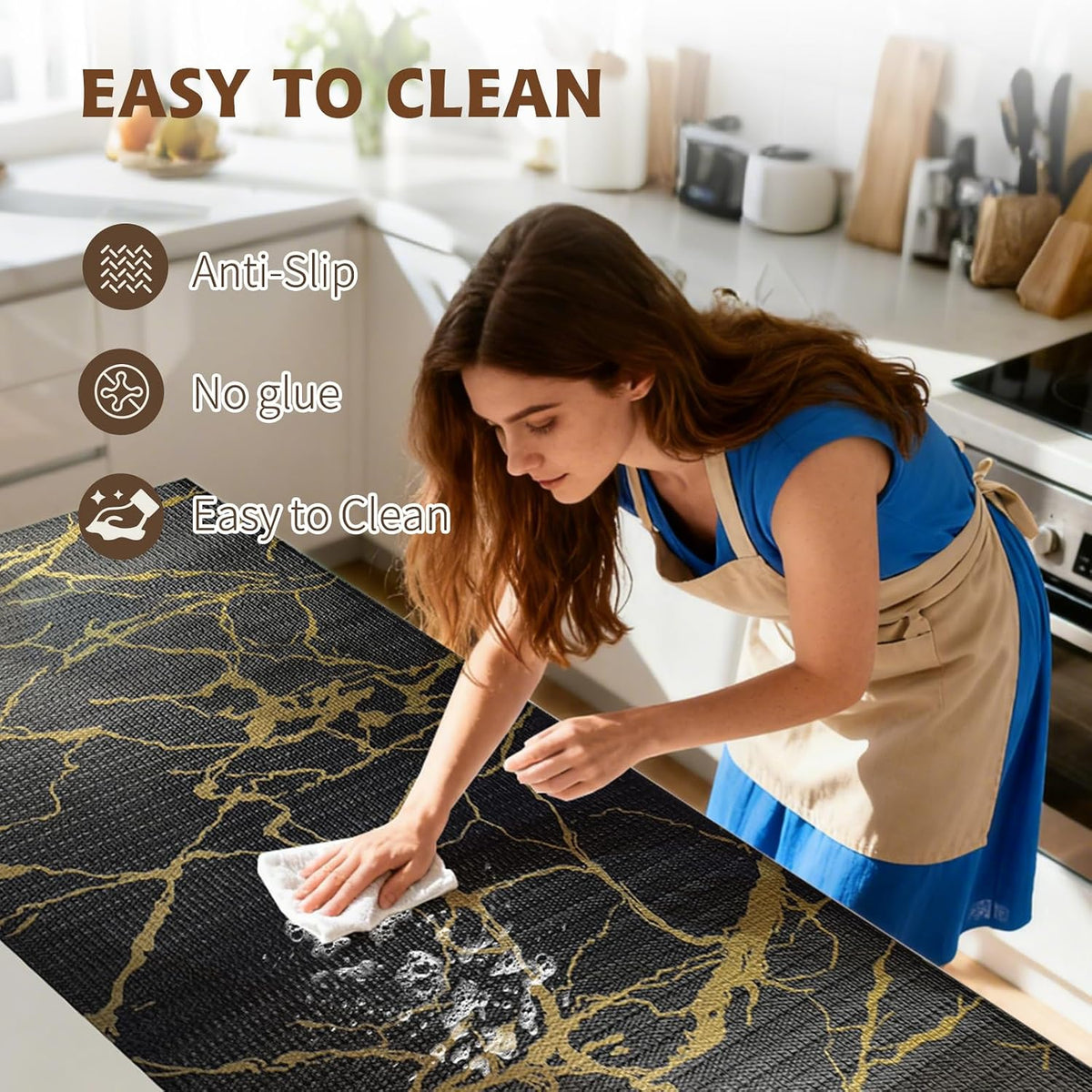 2-Layer Drawer and Shelf Liner for Kitchen Cabinet: 12 in X 20 Ft Non Slip Waterproof Shelf Paper Non Adhesive Refrigerator Liners White Marble Easy Liners for Bathroom with Knife Tape Measure