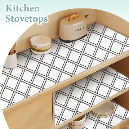 2-Layer Drawer and Shelf Liner for Kitchen Cabinet: 12 in X 20 Ft Non Slip Waterproof Shelf Paper Non Adhesive Refrigerator Liners White Marble Easy Liners for Bathroom with Knife Tape Measure