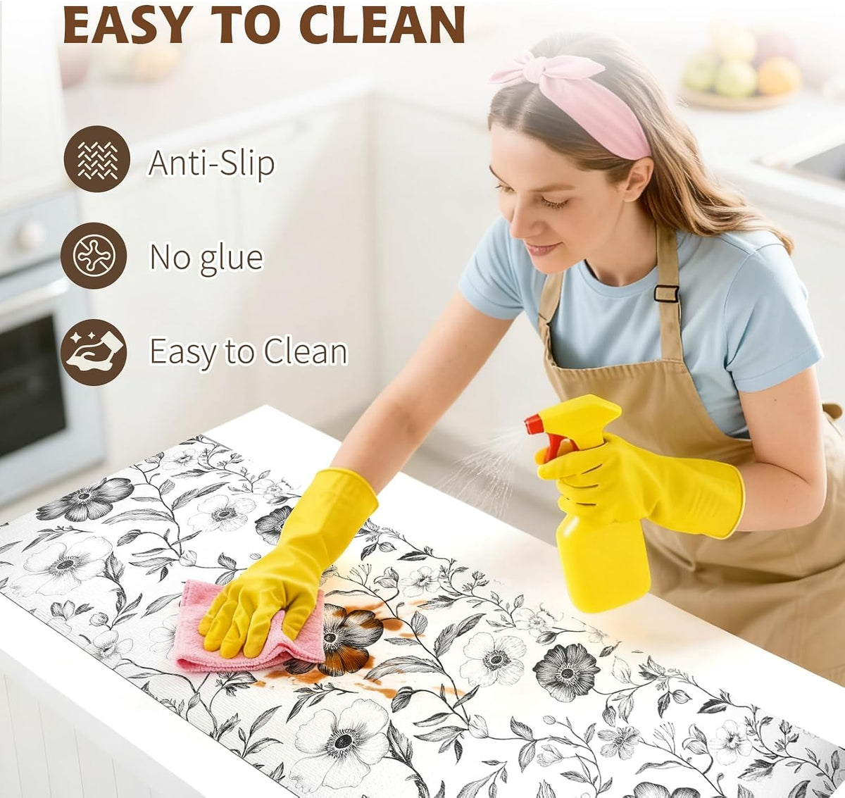 2-Layer Drawer and Shelf Liner for Kitchen Cabinet: 12 in X 20 Ft Non Slip Waterproof Shelf Paper Non Adhesive Refrigerator Liners White Marble Easy Liners for Bathroom with Knife Tape Measure