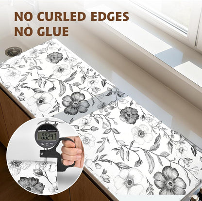 2-Layer Drawer and Shelf Liner for Kitchen Cabinet: 12 in X 20 Ft Non Slip Waterproof Shelf Paper Non Adhesive Refrigerator Liners White Marble Easy Liners for Bathroom with Knife Tape Measure