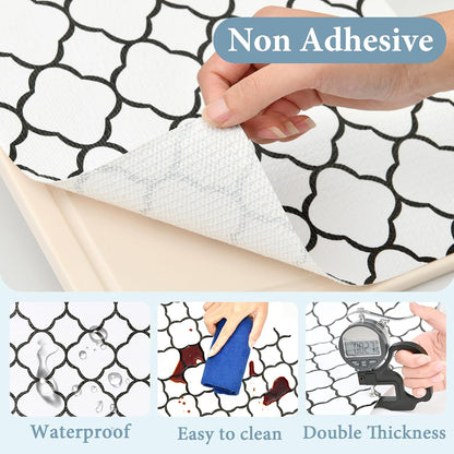 2-Layer Drawer and Shelf Liner for Kitchen Cabinet: 12 in X 20 Ft Non Slip Waterproof Shelf Paper Non Adhesive Refrigerator Liners White Marble Easy Liners for Bathroom with Knife Tape Measure