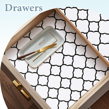 2-Layer Drawer and Shelf Liner for Kitchen Cabinet: 12 in X 20 Ft Non Slip Waterproof Shelf Paper Non Adhesive Refrigerator Liners White Marble Easy Liners for Bathroom with Knife Tape Measure