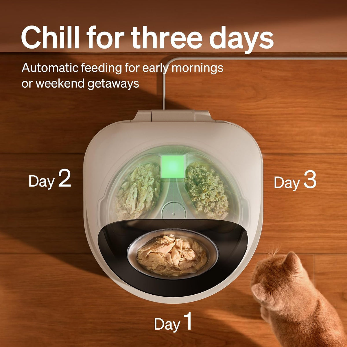 Automatic Wet Food Cat Feeder 2026 New Version with Semiconductor Cooling, Refrigerated 3 Fresh Meals in 3 Days, App-Controlled Pet Food Dispenser, Stainless Steel Bowl, Easy to Clean