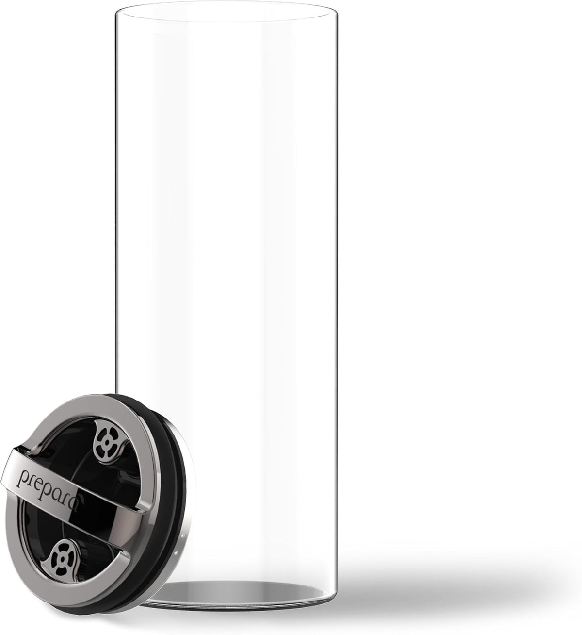 Evak Fresh Saver Airless Canister, Glass & Stainless, Medium, Soft Touch Black Handle