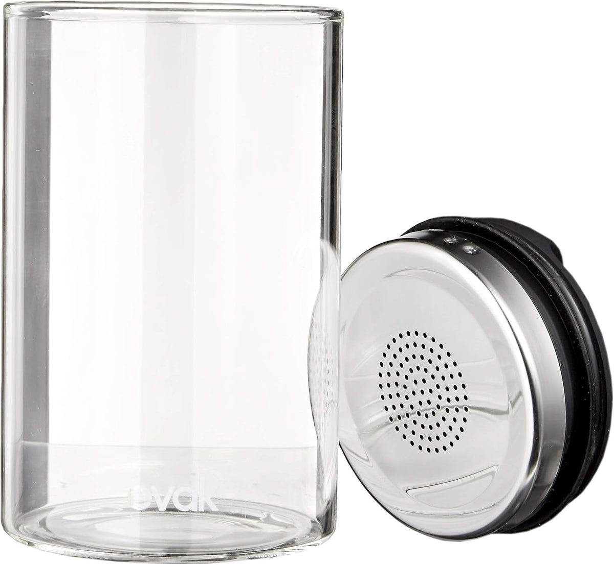 Evak Fresh Saver Airless Canister, Glass & Stainless, Medium, Soft Touch Black Handle